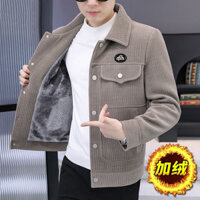 Mùa Thu Đông Corduroy Áo Khoác Nam Lông Cừu Lót Dày Phiên Bản Hàn Quốc Thường Ngày Thanh Niên Ấm Áp Ve Áo Ngắn Len Áo Khoác