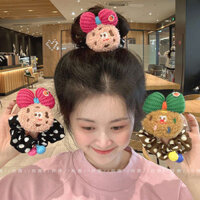 Mùa Thu Đông Dệt Kim Dây Buộc Tóc Scrunchy Vòng Nơ Bánh Quy Dễ Thương Chấm Bi Dây Buộc Tóc Bóng Mũ Đội Đầu Cao Cấp Dây Buộc