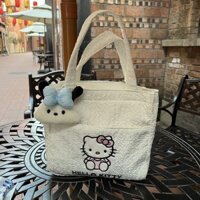 Mùa Thu Đông Di Động Phong Cách Mới hello kitty Hộp Cơm Trưa Túi Hoạt Hình Dễ Thương Túi Xách Dung Tích Lớn Tote Bảo Quản