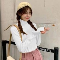 Mùa Thu Đông Đức Nhung Nửa Cổ Cao Cổ Slim-fit Áo Sơ Mi Đáy Dài @