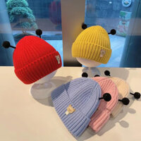 Mùa Thu Đông Mũ Cho Bé Mũ Dệt Kim Dày Dễ Thương Bé Trai Bé Gái Mũ Bảo Vệ Tai Beanies