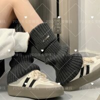 Mùa Thu Đông Nắp Chân Bé Gái Cọc Tất Bao Da Ấm Dệt Kim Giày