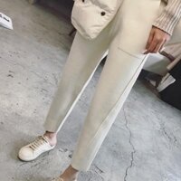 Mùa Thu Đông Phong Cách Mới Quần Len Dày Đến Mắt Cá Chân Quần Dài Em Gái Béo Thắt Lưng Co Giãn Phiên Bản Hàn Quốc Mùa Xuân Phù Hợp Với Hợp Thời Trang Rời Ôm Hơn Nhìn Phụ Nữ Phiên Bản Dài Quần Harem Quần Thẳng-