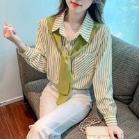 Mùa Thu lỏng sọc dài tay áo của phụ nữ.