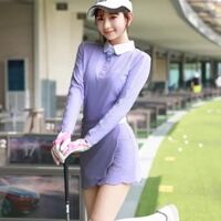 Mùa thu mới của phụ nữ Golf Tay áo dài hàng đầu ngừa nếp nhăn, chống mòn, chống đóng cọc, chống thu hẹp nước chất lượng cao đa năng khí thoải mái, chống chói Chân Váy Ngắn giải trí ngoài trời Bộ thể thao