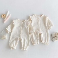 Mùa Thu Sơ Sinh Áo Liền Quần Dài Tay Jumpsuit Chấm Bi Trẻ Sơ Sinh Onesie 0-24 Tháng