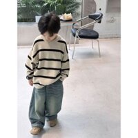 Mùa Thu Trẻ Em Sọc Màu Sắc Tương Phản Áo Len Bé Trai Dài Tay Chui Đầu Dày Áo Len Trẻ Em Trẻ Em Áo Len Dệt Kim Áo Khoác