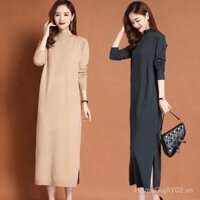 Mùa thu và mùa đông với áo khoác, váy len, váy dài ấm áp, váy cao cấp quá đầu gối