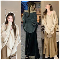 Mùa Thu Vỏ 2024 Phong Cách Mới Rời Phụ Nữ Mang Thai Hàng Ngày Gạo Nếp Lười Nhẹ Nhàng Hơn Nhìn Áo Len Thời Trang Váy Phù Hợp Với