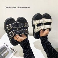 Mùa Xuân 2025 Phong Cách Mới Phong Cách Chanel Dép Dép Đi Bên Ngoài Phù Hợp Chống Trơn Trượt Đế Dày Sinh Viên Tăng Chiều Cao