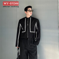 Mùa Xuân 2025 Thời Trang Phong Cách Phương Tây Tweed Phong Cách Màu Khóa Cạnh Dây Kéo Áo Khoác Cardigan Nam Cổ Bóng Chày Slim fit Áo Khoác Ngắn