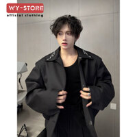Mùa Xuân Cao Cấp Màu Đen cleanfit Đính Hạt Áo Khoác Nam Thiết Kế Áo Khoác Đeo Vai Đẹp Trai Tóc Ngắn Nhà Tạo Kiểu