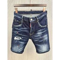 Mùa Xuân Hè 2025 Phong Cách Mới DSQUARED2 Quần Jean Quần Short D2 Crop Quần Hợp Thời Trang Nam Rửa Frayed Patch Thêu Slim-fit Micro-elastic Denim Quần Short Nam