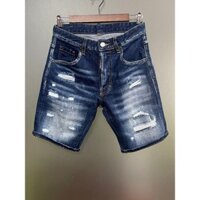 Mùa Xuân Hè 2025 Phong Cách Mới DSQUARED2 Quần Jean Quần Short D2 Crop Quần Hợp Thời Trang Nam Rửa Frayed Patch Sơn Slim-fit Dây Kéo Trang Trí Quần Short Denim