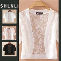 Mùa Xuân Hè Nữ Tay Ngắn Voan Rỗng Ren Áo Chống Nắng Mỏng Ngắn Cardigan