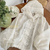 [Mùa xuân mới] Áo khoác chống nắng dài tay cho trẻ em, chất liệu lụa băng mỏng, cảm giác mát mẻ, áo khoác chống nắng cho bé gái, mùa hè, ren rỗng, rộng rãi, nhẹ nhàng, thoáng khí, áo khoác trẻ em, trang phục mùa hè điều hòa