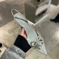 Mùa Xuân Mùa Hè 2024 Phong Cách Mới Kim Cương Giả Giày Cao Gót Nữ Stiletto Mũi Nhọn Sandal Trong Suốt Khóa Ngón Chân-Covered Giày Phong Cách Cổ Tích