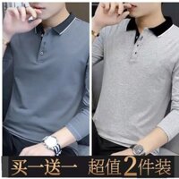Mùa Xuân Mùa Hè Phong Cách Mới Áo Sơ Mi POLO Nam Công Sở Cổ Ve Áo Trung Niên Thanh Niên Lãnh Đạo Áo Thun Dài Tay Hợp Thời Trang
