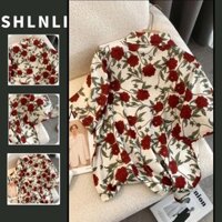 Mùa Xuân Mùa Hè Retro Phong Cách Hồng Kông Áo Sơ Mi Tay Ngắn Hoa Cho Nữ Rời Sang Trọng Áo Sơ Mi