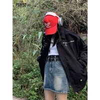 Mùa xuân mùa thu phong cách mới đồng phục bóng chày mỹ phụ nữ high-end american retro jacket phụ nữ ve áo all-match lỏng lẻo