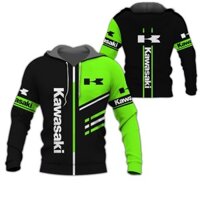 Mùa xuân Thu ❥ ❈ Áo khoác in hình Kawasaki Ninja Xe máy Đi xe đạp Áo chui đầu địa hình Thể thao mạo hiểm Hood