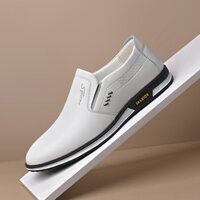 Mùa Xuân Thu 2025 plus size Nam Da Anh Giày Nam Da Trắng Giày slip-on Nam Mùa Thu Nam Giày Da Thường Ngày