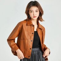 Mùa Xuân Thu Bán Chạy Áo Khoác Da Nữ Ngắn Áo Khoác Ngoài Mặc Hợp Thời Trang Thời Trang Sang Trọng Ve Áo Da Mềm