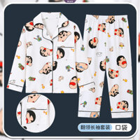 Mùa Xuân Thu Dài Tay Cardigan Ve Áo Pyjama Bộ Bé Trai Và Bé Gái Hoạt Hình Crayon Shin-chan Loopy Homewear Bộ Đồ Ngủ