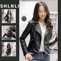 Mùa Xuân Thu Hàn Quốc Retro Slim Fit Áo Khoác Da PU Nữ dáng Rộng Đa Năng Áo Khoác Xe Máy Ngắn