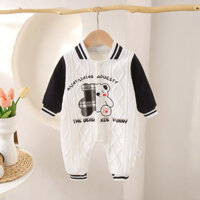 Mùa Xuân Thu Mới Chất Lượng Cao Quần Áo Cho Bé Trai Bé Gái Hai Lớp Dài Tay Body 0-28 Tháng Tuổi Cho Bé Hoạt Hình Gấu Siêu Đẹp Trai Romper