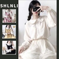 Mùa xuân thu Nhật Bản Cổ búp bê phong cách đại học Áo sơ mi dáng rộng ngọt ngào và dễ thương dành cho nữ