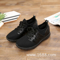 Mùa Xuân Thu Phối Ren Cũ Bắc Kinh Phong Cách Mới Giày Nam Đen Phiên Bản Hàn Quốc Bé Trai Học Sinh Thể Thao Giày Cặp Đôi Màu Đỏ