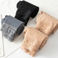 Mùa Xuân Thu Ren Mắt Cá Chân Quần Legging Ren Màu Da Nữ Mặc Ngoài Thịt Màu Ánh Sáng Chân Trung Bình Dày Thêm Mỏng Nhung Ôm Hơn Nhìn Đẹp Chân