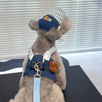 Mùa Xuân Thu Thú Cưng Ngực Lưng Dây Xích Chó Mèo Quần Áo Gấu Denim Ngực Lưng Dễ Thương Dây Xích Thú Cưng Ngắn Phong Cách