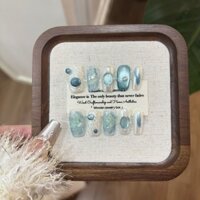 Mùa Xuân Tươi mát làm thủ công cao cấp mắt mèo màu trắng Linh Hồn ngọc trai biển đá pha lê phong cách Trung Quốc cổ điển Móng Tay Giả nailbox