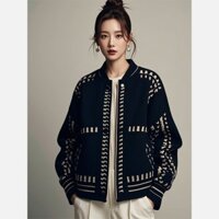 Mùa xuân và mùa đông 2025 phong cách mới được ưa chuộng trong năm nay phong cách nhỏ độc đáo khí chất phong cách dân tộc phong cách mới Trung Quốc Phong Cách Thiền màu đen áo khoác nữ