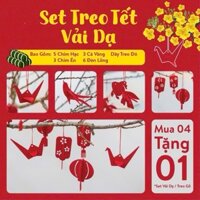 [Mua4Tang1] Set 17 Hình Bằng Vải Dạ Treo Trang Trí Cây Mai, Cây Đào, Cây Quất