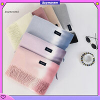 Muam Khăn Dài Chạm Da Cho Ngoài Trời Thanh Lịch Nữ Thu Đông Viền Nhân Tạo Cashmere Mềm Khăn Màu Gradient