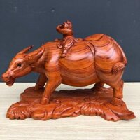 Mục Đồng Cưỡi Trâu Thổi Sáo Gỗ Hương C23 R29 S17