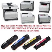 Mực in màu cho máy in Hp CP1215, HP CM1312nfi, HP CP1515n, HP CP1518 | Mực laser màu 125A CB540A, CB541A, CB542A, CB543A