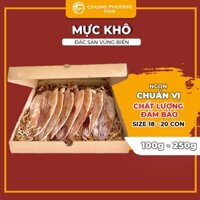 Mực khô CHUNGPHUONG đặc sản biển Hạ Long Quảng Ninh dày mình thơm ngon size 18 - 20 con gói 100g, 250g