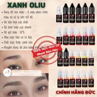 Mực phun xăm Hữu Cơ, XANH OLIU và 20 màu Mực Nước phun xăm Thẩm Mỹ