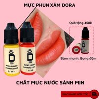 Mực phun xăm môi Dora, mực phun xăm thẩm mỹ chất mực đặc sánh màu cam đỏ