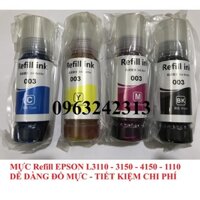 Mực Refill Epson L3110/ L3150/L1110/L4150 bộ 4 màu