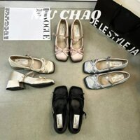 Muchao Satin Mary Janes thanh lịch: Ngón chân vuông, gót chân 5-8cm, đế cao su & dây đeo khóa