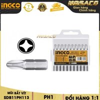 Mũi bắt vít INGCO SDB11PH113 với 1 mạ niken. Mũi bắt vít đa năng PH1,25mm 20 cái 1 bộ chất liệu cao cấp- MOSACO