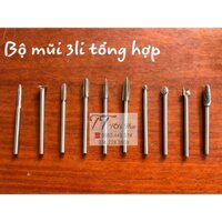 Mũi điêu khắc gỗ , làm lũa cốt 3mm ( bộ 10 chi tiết)