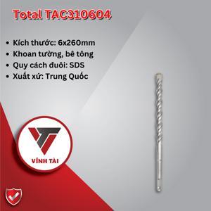 Mũi khoan bê tông đuôi gài Total TAC310604 6x260mm