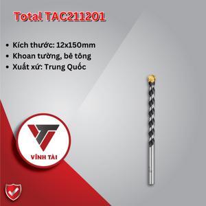 Mũi khoan bê tông trơn Total TAC211201, 12x150mm