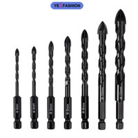 Mũi khoan bê tông Yesfashion, Bộ mũi khoan kim cương 7 chiếc có rãnh hình chữ U, Tay cầm lục giác 1 / 4, Thiết kế đầu hình chữ thập, Mũi khoan gạch kim loại có độ cứng cao